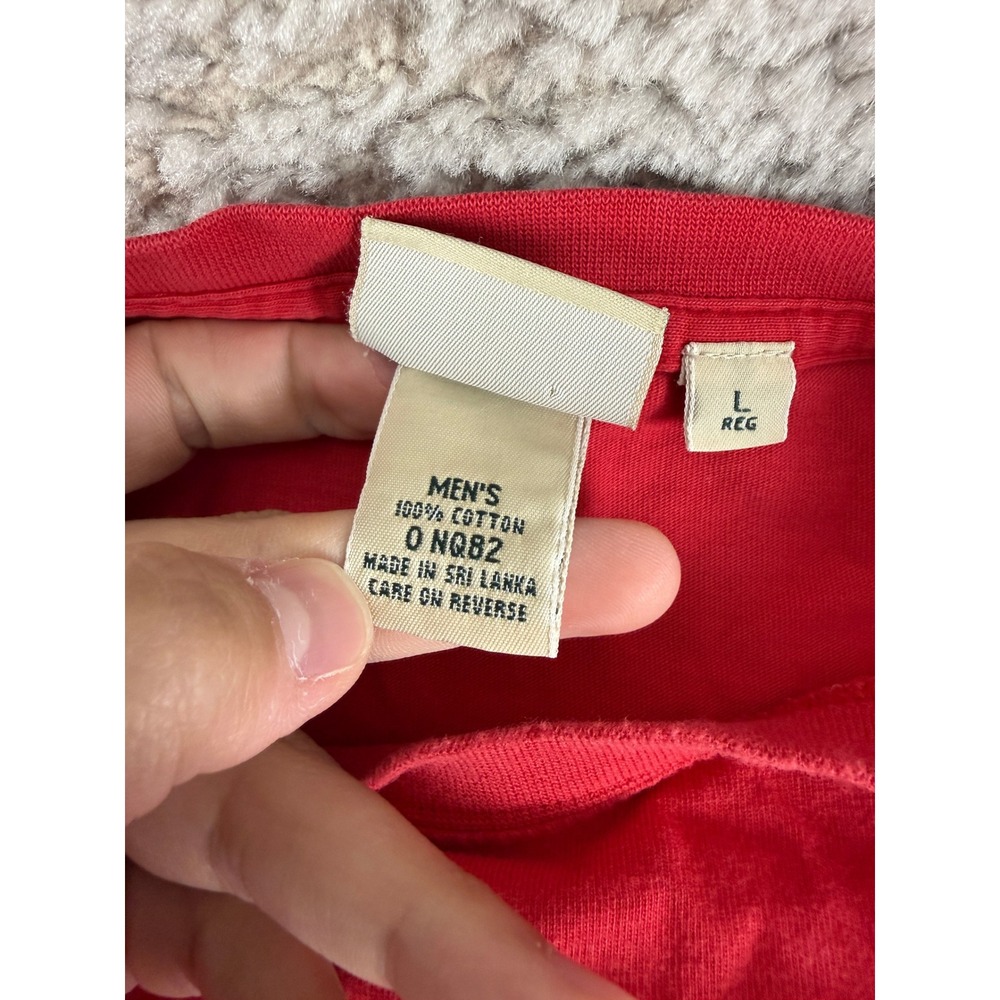 L.L.Bean Size L 100% Cotton Casual Basic Crewneck T-Shirt Red Short Sleeve Mens - Picture 5 of 7